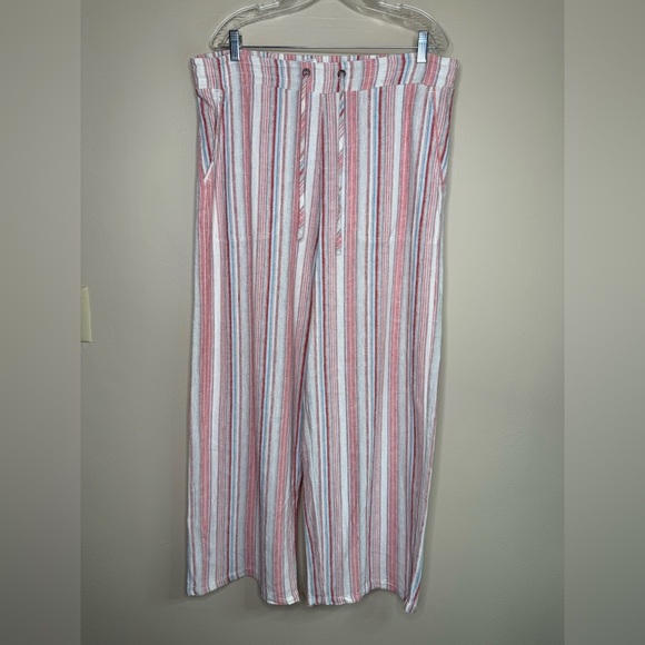Westport Multicolor Striped Linen Blend Palazzo Pants Size Large - Picture 1 of 8